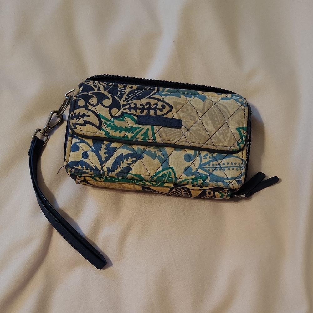 Vera Bradley Blue and Green Clutch with Paisley Design